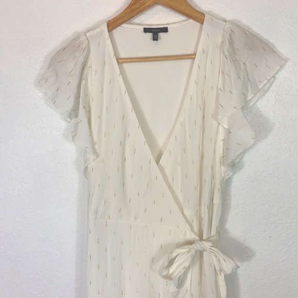 Like new Anthropologie Drew white gold wrap dress - Picture 7 of 11